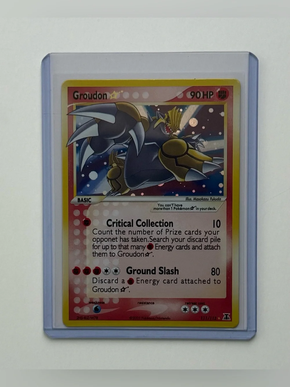 Pokémon Groudon Gold Star 111/113 Holo Ultra Rare Eng 2005 Fan Art Custom Card